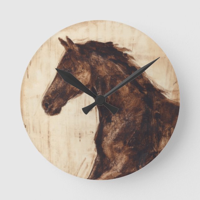 Reloj Redondo Mediano Profile of Brown Wild Horse (Anverso)