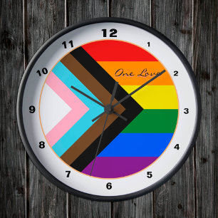 Reloj Redondo Mediano Progreso Bandera arcoiris Elegante, Hogar moderno 