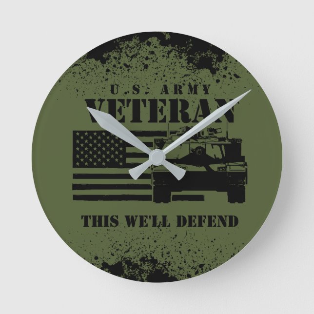 Reloj Redondo Mediano Proud US Army Veteran (Anverso)