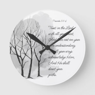 Reloj Redondo Mediano Proverbios 3:5-6 Confía en el Señor