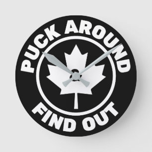 Reloj Redondo Mediano Puck Around & Descubre la Hoja de Arce Canadiense