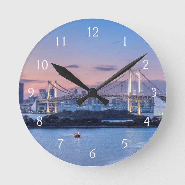 Reloj Redondo Mediano Puente arco iris en crepúsculo (Anverso)
