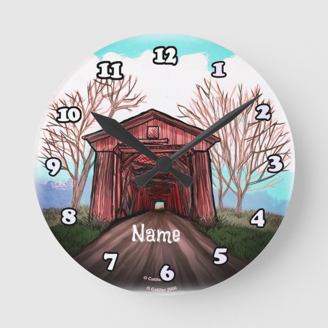 Reloj Redondo Mediano Puente cubierto rojo (Anverso)
