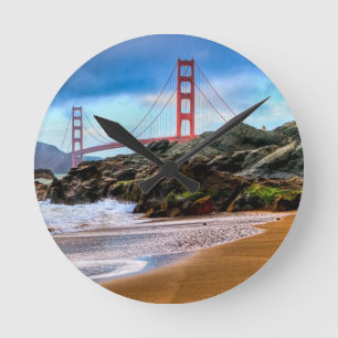 Reloj Redondo Mediano Puente Golden Gate en la puesta del sol