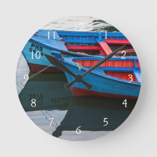 Reloj Redondo Mediano Puerto de Angelmo, barcos de pesca.
