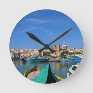 Reloj Redondo Mediano puerto de Marsaxlokk, pueblo de pescadores