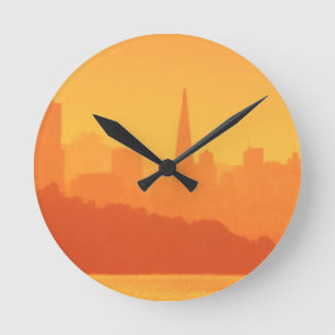 Reloj Redondo Mediano Puesta del sol brillante de San Francisco