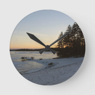 Reloj Redondo Mediano Puesta del sol del invierno