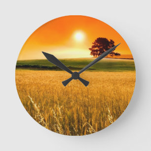 Reloj Redondo Mediano Puesta del sol roja sangre