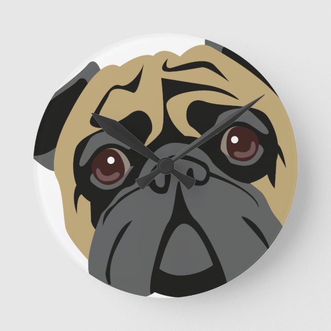 Reloj Redondo Mediano Pug Cudded (Anverso)