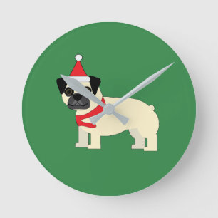 Reloj Redondo Mediano Pug de Santa