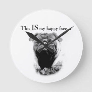 Reloj Redondo Mediano Pug Happy Face