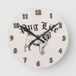 Reloj Redondo Mediano Pug Life Funny Dog Gangster