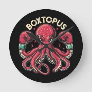 Reloj Redondo Mediano Pulpo Boxeador - Boxtopus