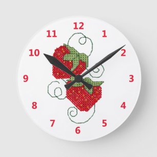 Reloj Redondo Mediano Puntada cruzada de las fresas