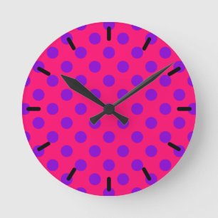 Reloj Redondo Mediano Punto de polka morado sobre cereal