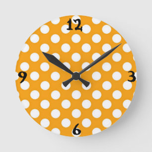 Reloj Redondo Mediano Punto Polka naranja