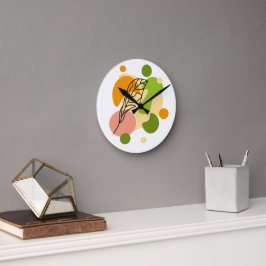 Reloj Redondo Mediano Puntos abstractos interesantes con hojas