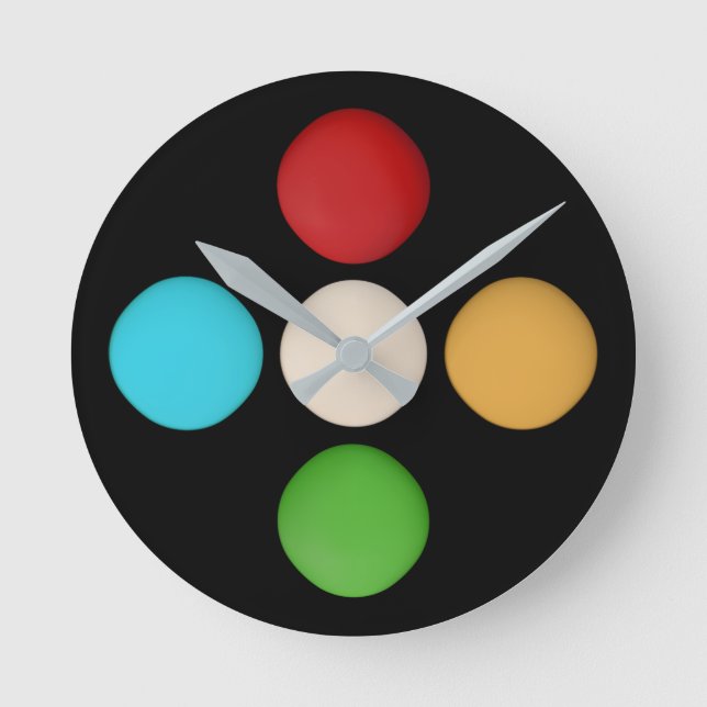 Reloj Redondo Mediano Puntos azulverdes amarillos rojos de moda (Anverso)