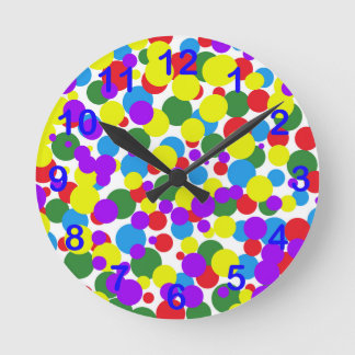 Reloj Redondo Mediano Puntos coloridos