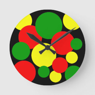 Reloj Redondo Mediano Puntos de polka afrocéntrica
