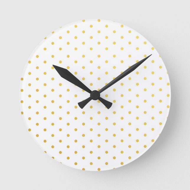 Reloj Redondo Mediano Puntos de polka de oro de moda (Anverso)