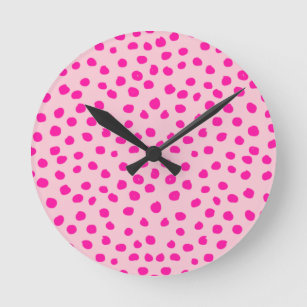 Reloj Redondo Mediano Puntos rosados precoces puntos modernos de impresi