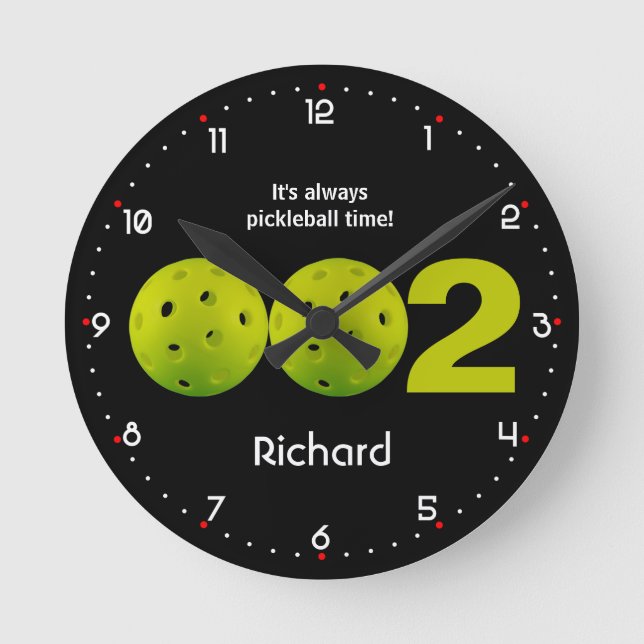 Reloj Redondo Mediano Puntuación personalizada de Pickleball 002 (Anverso)