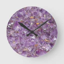 Reloj Redondo Mediano Purple Amethyst Crystal Stone Print