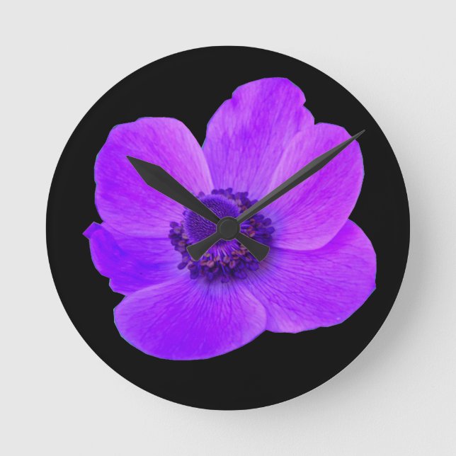 Reloj Redondo Mediano Purple Anemone Wall Clock (Anverso)