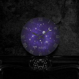 Reloj Redondo Mediano Purple Aries Zodiac | Horoscopio de Astrología cós