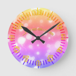 Reloj Redondo Mediano PURPLE DE COLOR DE MURO NEON Personalizado