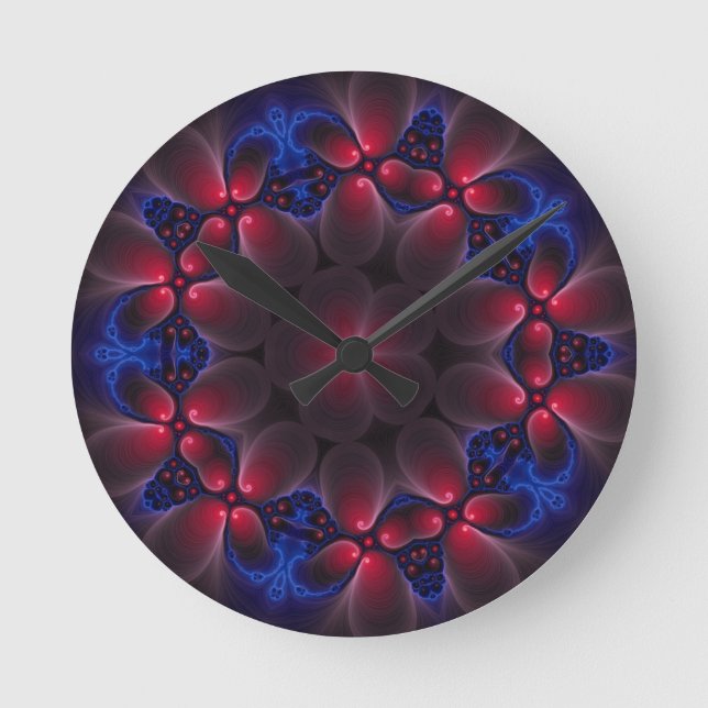 Reloj Redondo Mediano Purple Digital Fractal Art (Anverso)
