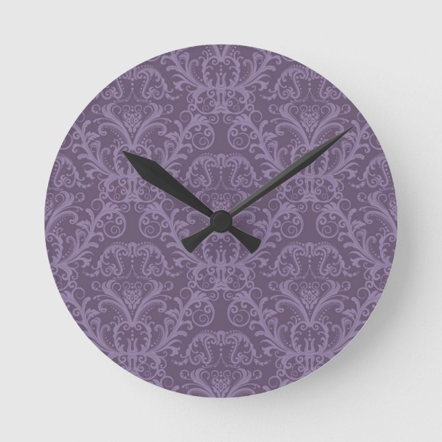 Reloj Redondo Mediano Purple floral wallpaper 2 (Anverso)