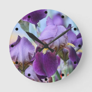 Reloj Redondo Mediano Purple Iris Flowers