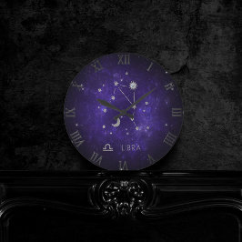 Reloj Redondo Mediano Purple Libra Zodiac | Horoscopio de Astrología cós