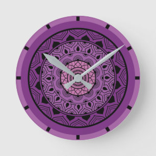 Reloj Redondo Mediano Purple Mandala