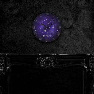 Reloj Redondo Mediano Purple Pisces Zodiac Horoscopio de Astrología có