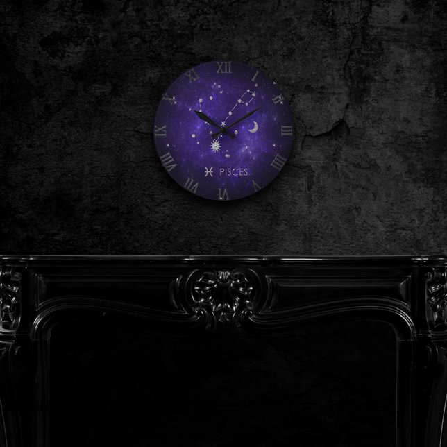 Reloj Redondo Mediano Purple Pisces Zodiac | Horoscopio de Astrología có (Subido por el creador)