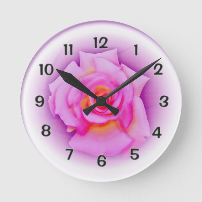 Reloj Redondo Mediano Purple Rose (Anverso)