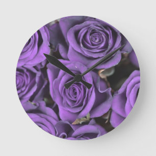 Reloj Redondo Mediano purple rose wall clock
