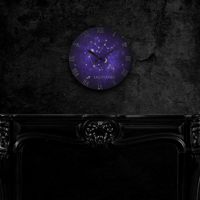Reloj Redondo Mediano Purple Sagittarius Zodiac | Horoscopio astrológico (Subido por el creador)