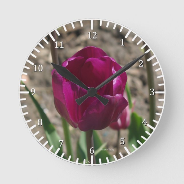Reloj Redondo Mediano Purple Tulip clock (Anverso)