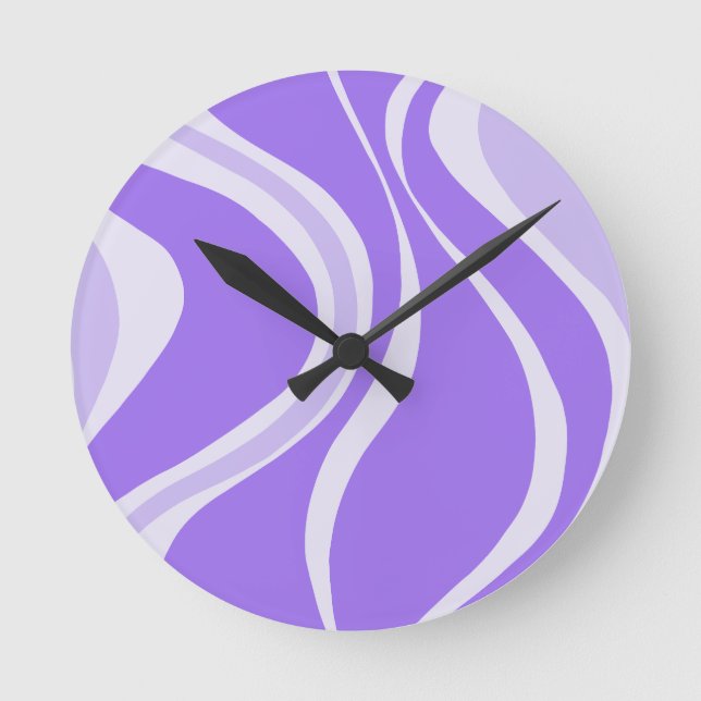 Reloj Redondo Mediano Purple Waves Wall Clock (Anverso)