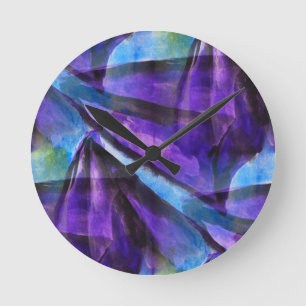 Reloj Redondo Mediano púrpura inconsútil del cubismo, arte abstracto