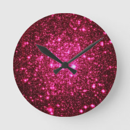 Reloj Redondo Mediano Purpurina Astral Rosa Caliente
