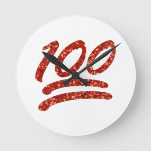 Reloj Redondo Mediano purpurina ciento emoji