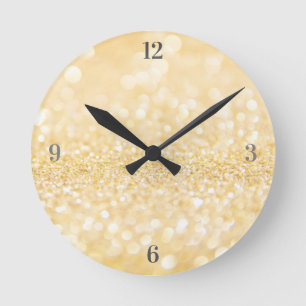 Reloj Redondo Mediano Purpurina de arena dorada