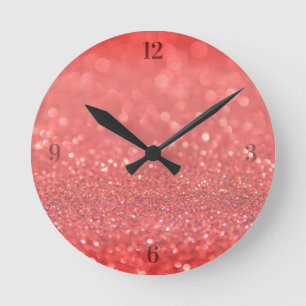Reloj Redondo Mediano Purpurina de arena roja