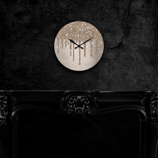 Reloj Redondo Mediano Purpurina de tazas de goteo | Boquilla de oro de C (Subido por el creador)